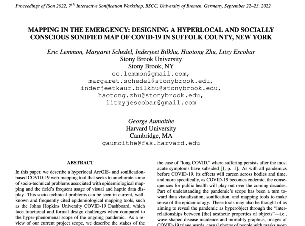 Mapping in the Emergency Paper Front Page